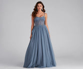 AJ Embroidered Mesh Corset A-Line Gown